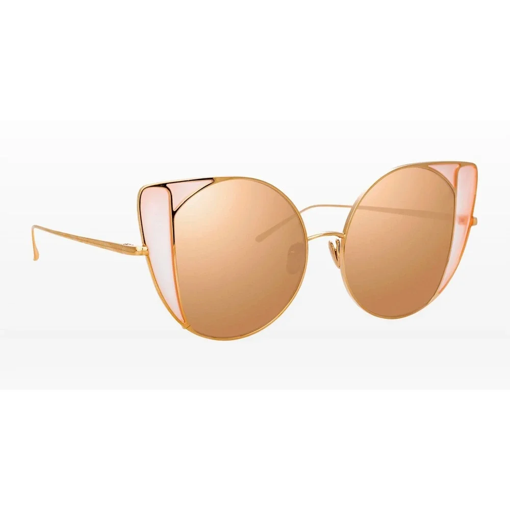 Linda Farrow 854 C6 Austin Oversized Cat Eye Sunglasses Rose Gold Titanium Frame